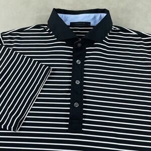 Greyson Golf Rippowam Striped Short Sleeve Polo‎ Shirt Black White Mens Large
